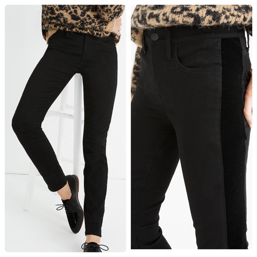 NWT Madewell Velvet Tuxedo Skinny Jeans